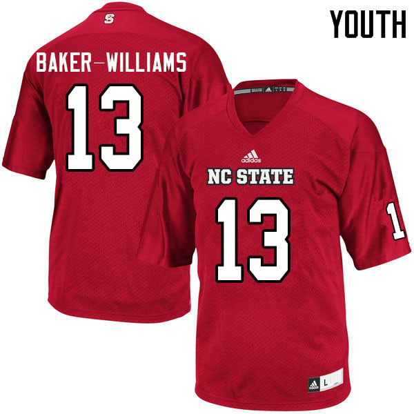 Youth #13 Tyler Baker-Williams NC State Wolfpack College Football Jerseys Sale-Red - Click Image to Close